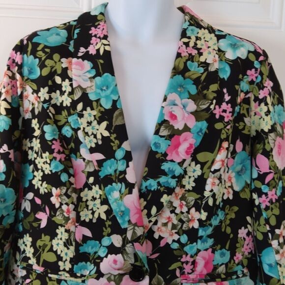 BFA Classics black floral unlined Blazer - Picture 2 of 11